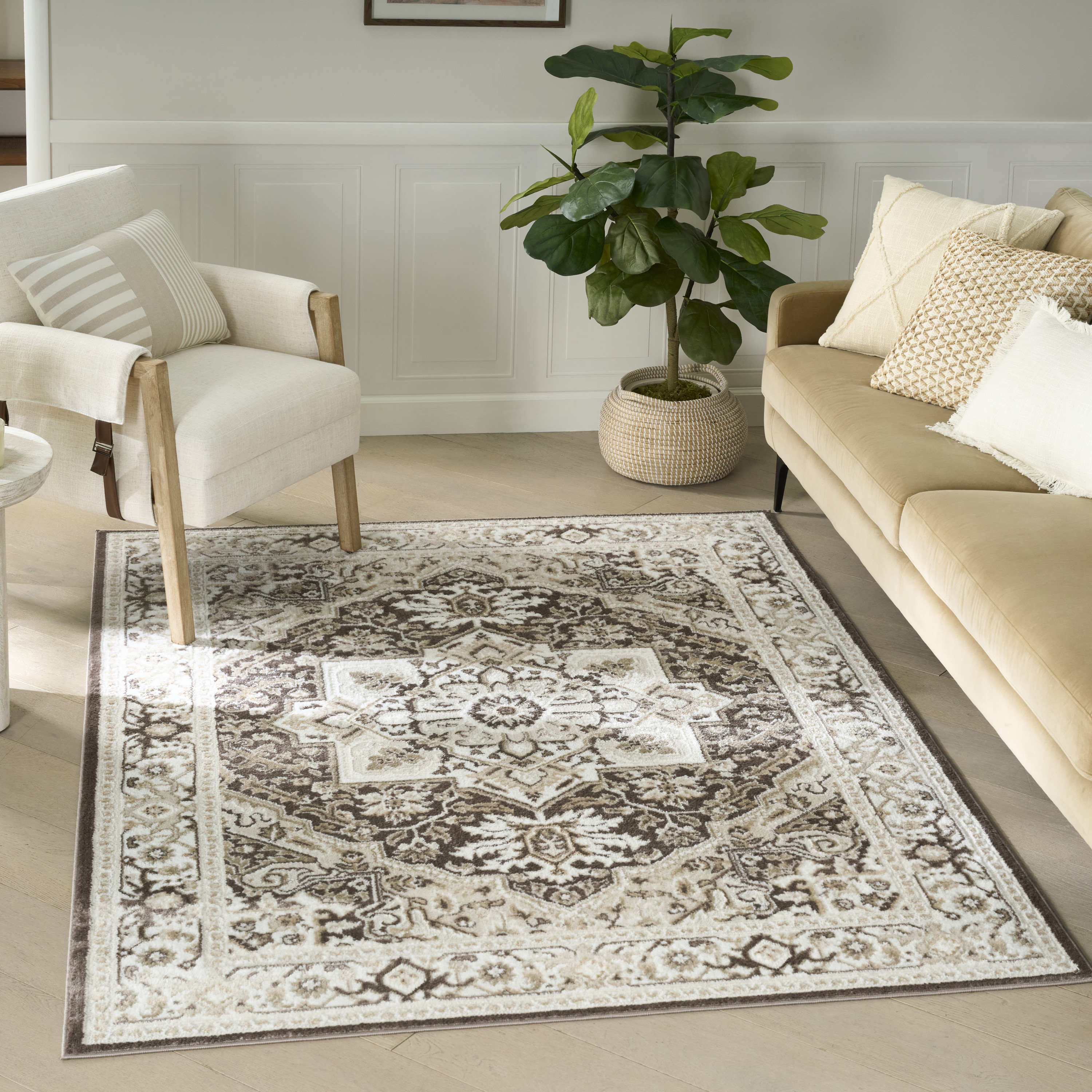 Nourison Dekor 4' x 6' Brown Ivory Vintage Indoor Rug