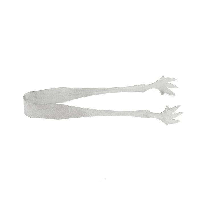 6 ¼-inch stainless steel ice tongs in hammered finish