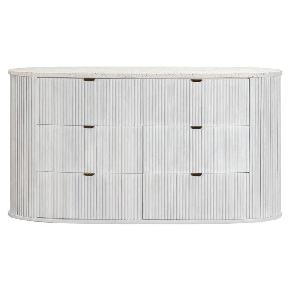 Product image of the  Razzo Dresser (6 Drawer), Whitewash from Forty Winks