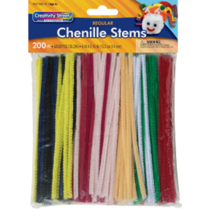 Regular Stems, Assorted Colors, 6" x 4 mm, 200 Pieces