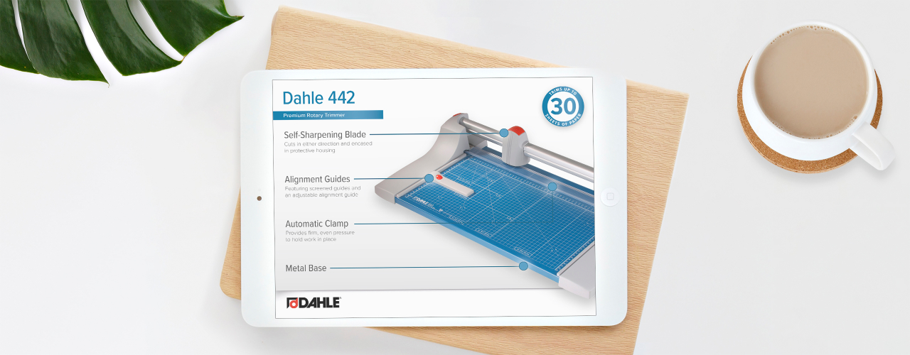 A Quick Look Dahle product infographics offer a close-up product view and serve as a quick reference for the most important features.