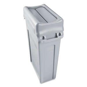 Rubbermaid Commercial, Slim Jim, Square, Resin, 23 gal, Gray, Receptacle Lid