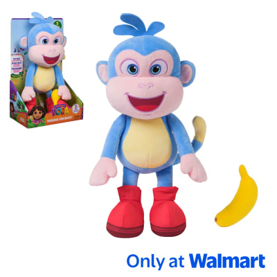 Nickelodeon, Dora, Peluche officielle Bananas for Boots, jouets éducatifs, peluches interactives, singe en peluche pour les enfants à partir de 3 ans, 33 cm
