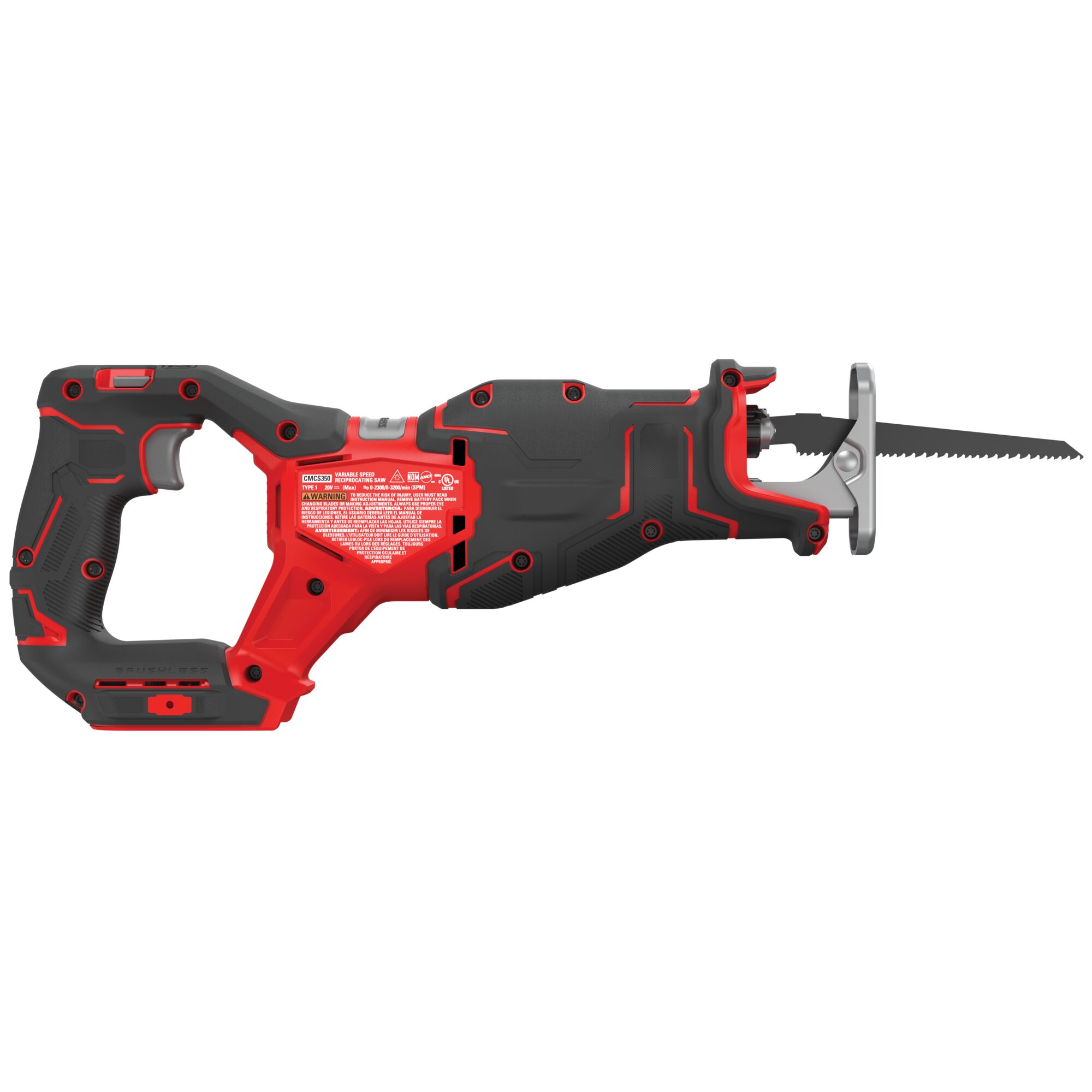 View of CRAFTSMAN Reciprocating Saw on white background