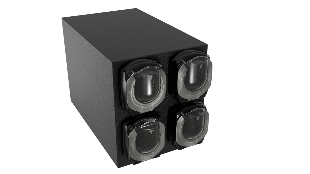 Configurable black ABS plastic dispenser cabinets with LidSaver® 3 Lid Dispenser options