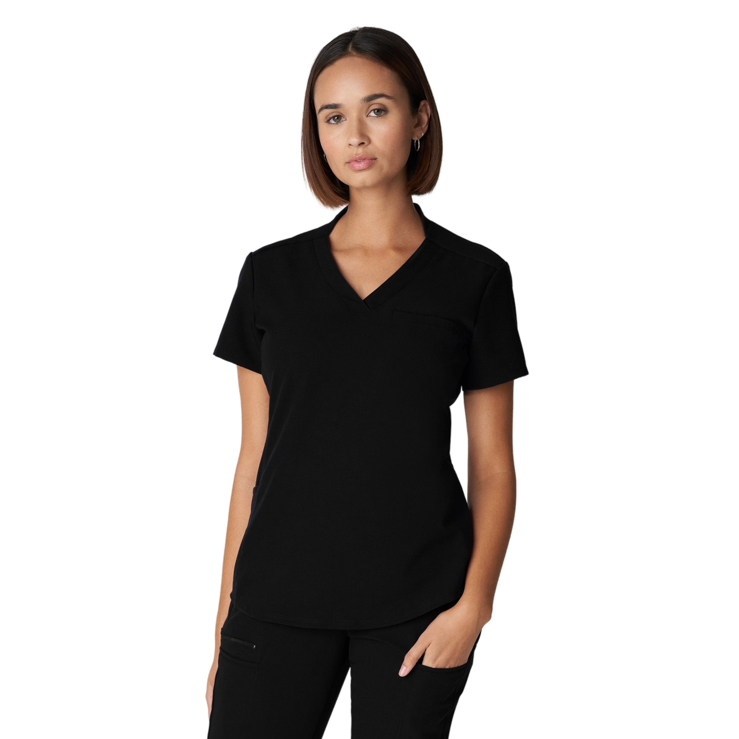 White Cross V-Tess Women&#8216;s 2-Pocket V-Neck Scrub Top-White Cross