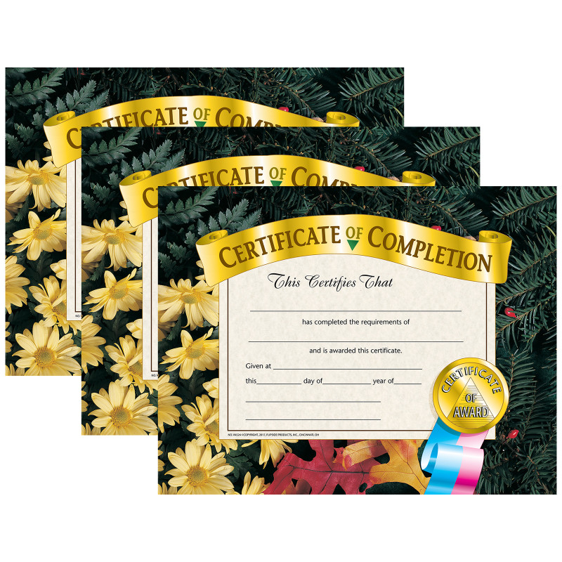 Certificate of Completion, 8.5" x 11", 30 Per Pack, 3 Packs