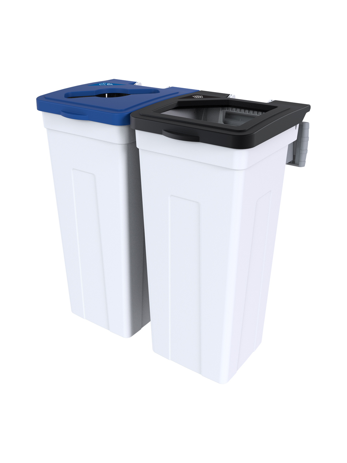 RISE – Double – Kit – Cans & Bottles-Waste – Mixed-Full – White-Blue-Black