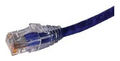 Cat 6A PVC Clear Slimline Boot RJ-45 to RJ-45 Stranded U.S. Made Copper Patch Cord 15 ft. Blue