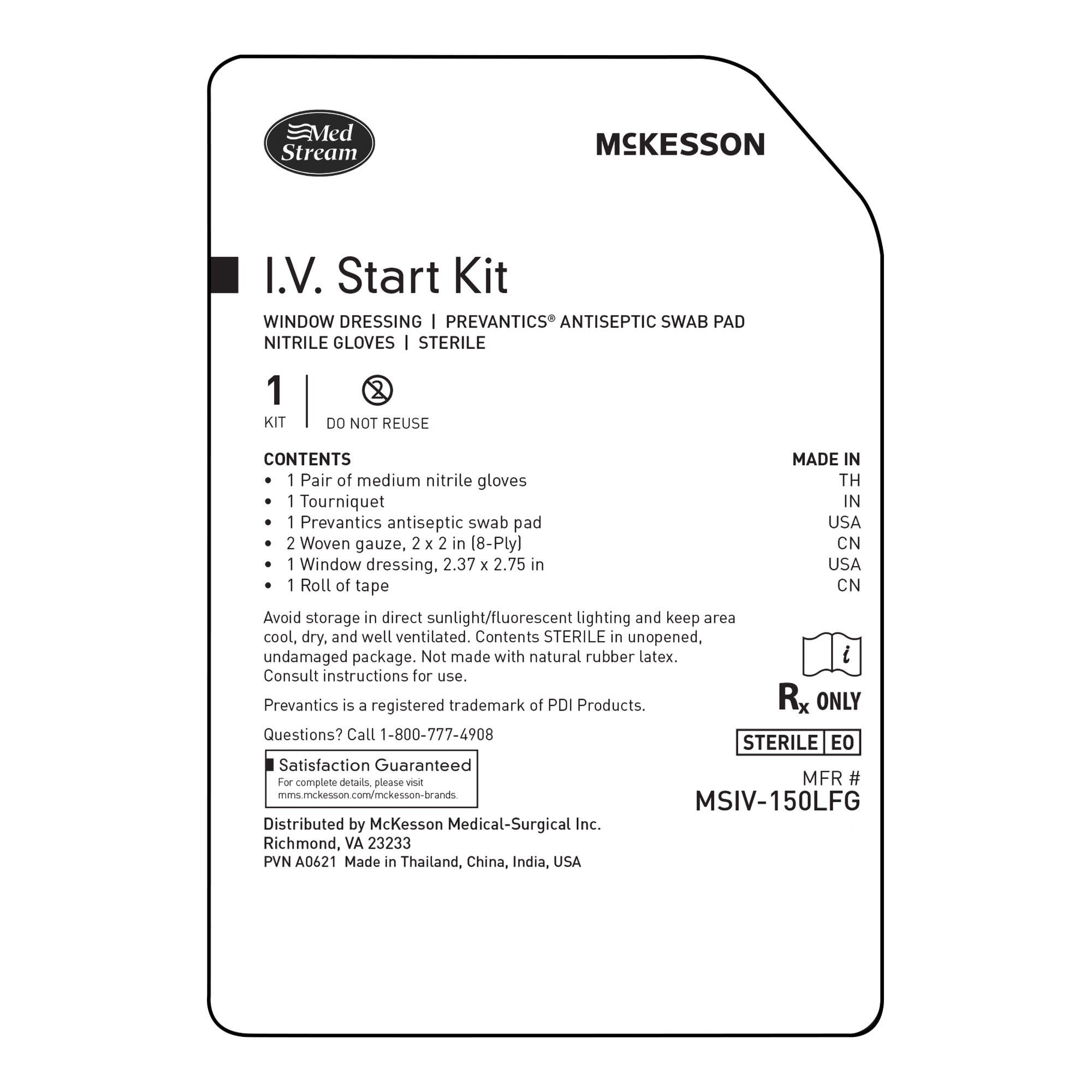 McKesson Brand IV START KIT, W/PREVANTICS SWAB PAD (50/CS)