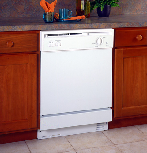 GE® Built-In Potscrubber® Dishwasher with SureClean™ Wash System, 2 Wash Levels, 5 Cycles/8 Options and Standard Sound Insulation Package