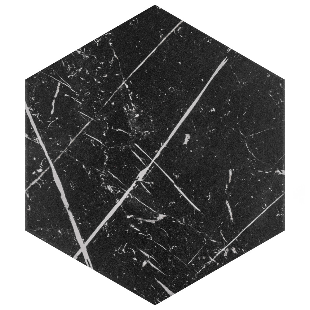 Timeless Marquina Hex 8-5/8 in. x 9-7/8 in. Porcelain Floor and Wall Tile