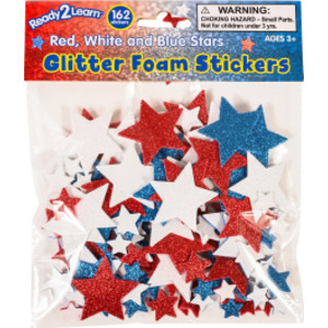 Glitter Foam Stickers, Stars, Red White and Blue