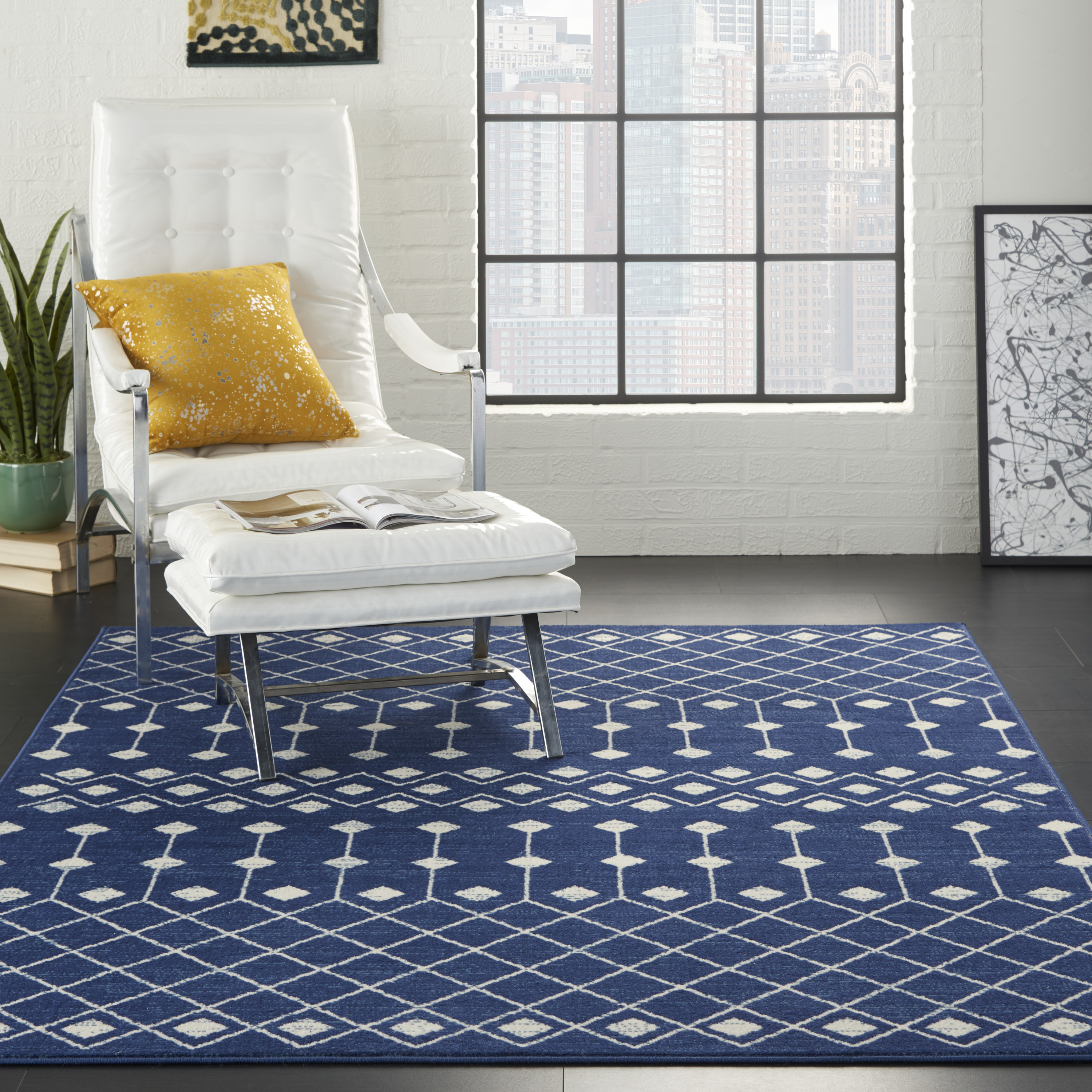 Nourison Grafix 3'9" x 5'9" Navy Bohemian Indoor Rug