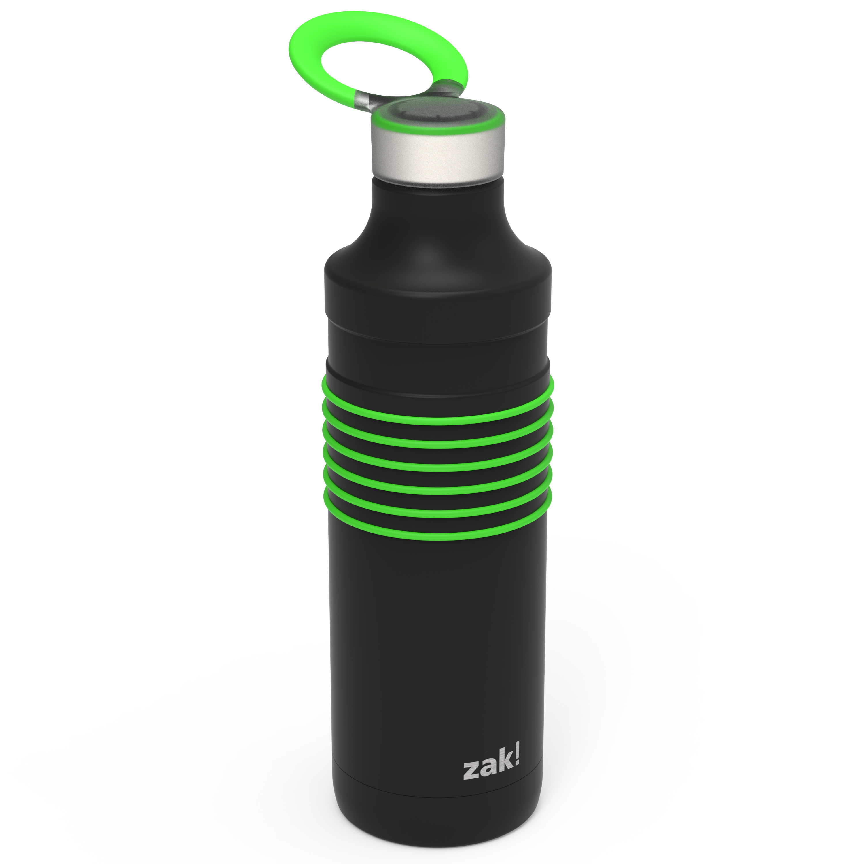 HydraTrak 22 ounce Vacuum Insulated Stainless Steel Tumbler, Black with Green Rings slideshow image 2 HydraTrak 22 ounce Vacuum Insulated Stainless Steel Tumbler, Black with Green Rings slideshow image 2