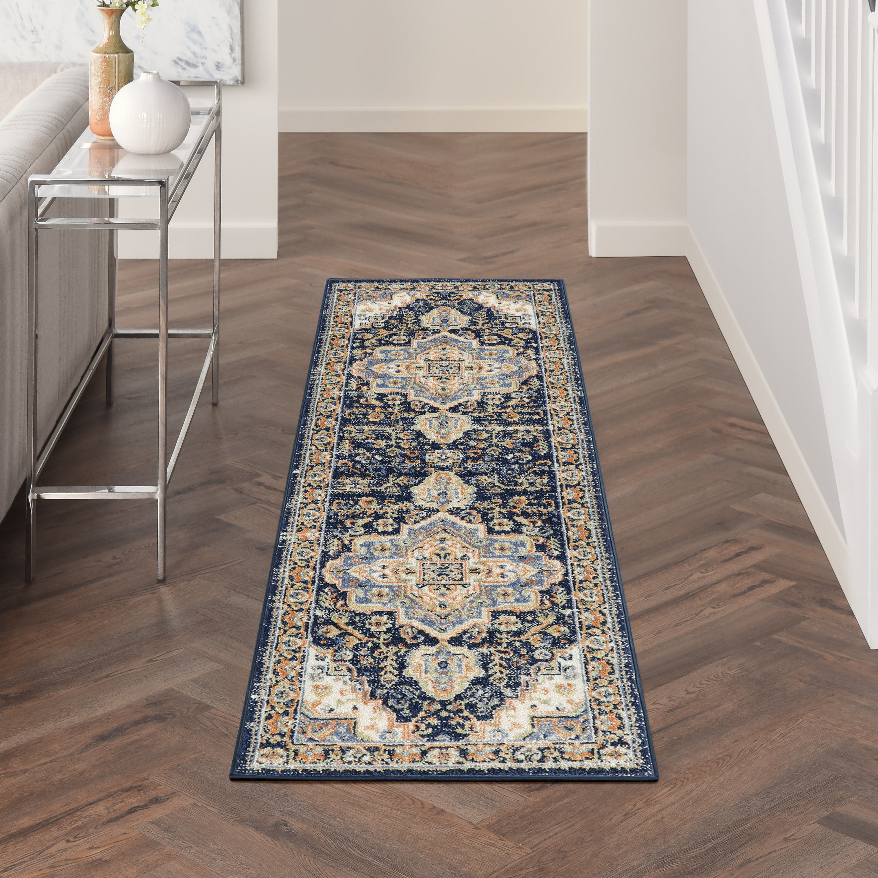 Nourison Nourison Essentials Persian 2'2" x 10' Navy Vintage Rug