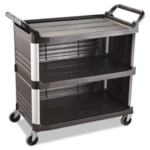 Rubbermaid Commercial, Xtra™, Enclosed End Panels on 3 Sides, Utility Cart, Black