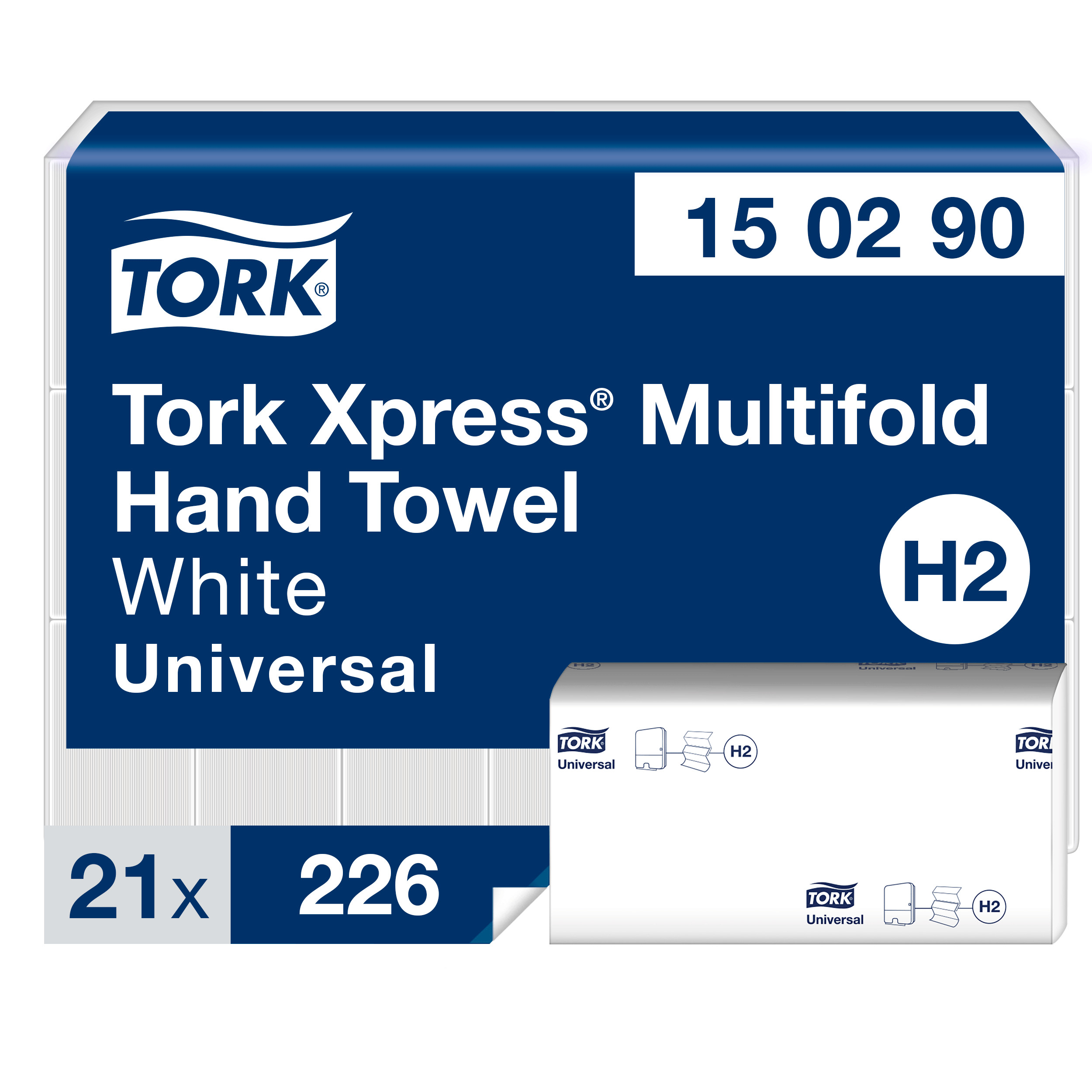 Håndklædeark, 2 lag, Z-fold, 4746 ark, Tork Xpress H2