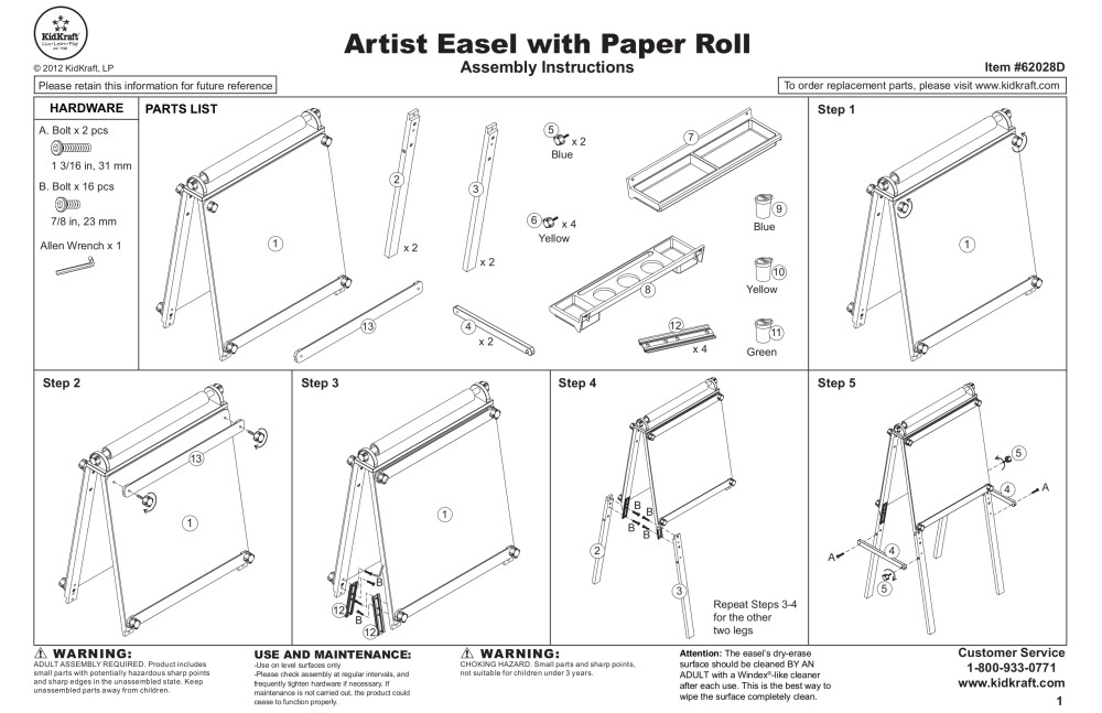 KidKraft Artist Easel with Paper Roll Primary