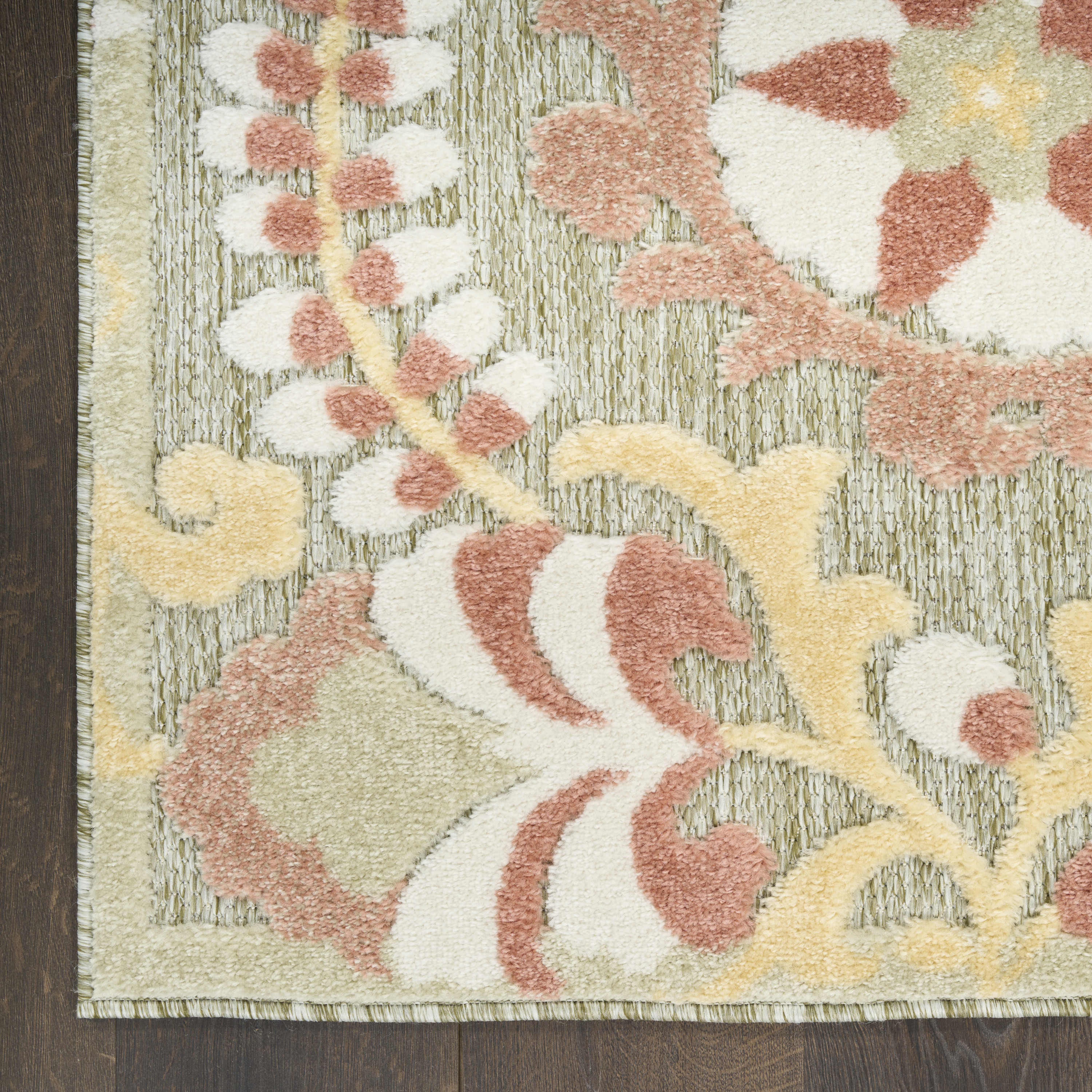 Nourison Aloha 3'6" x 5'6" Sage Rose Farmhouse Rug