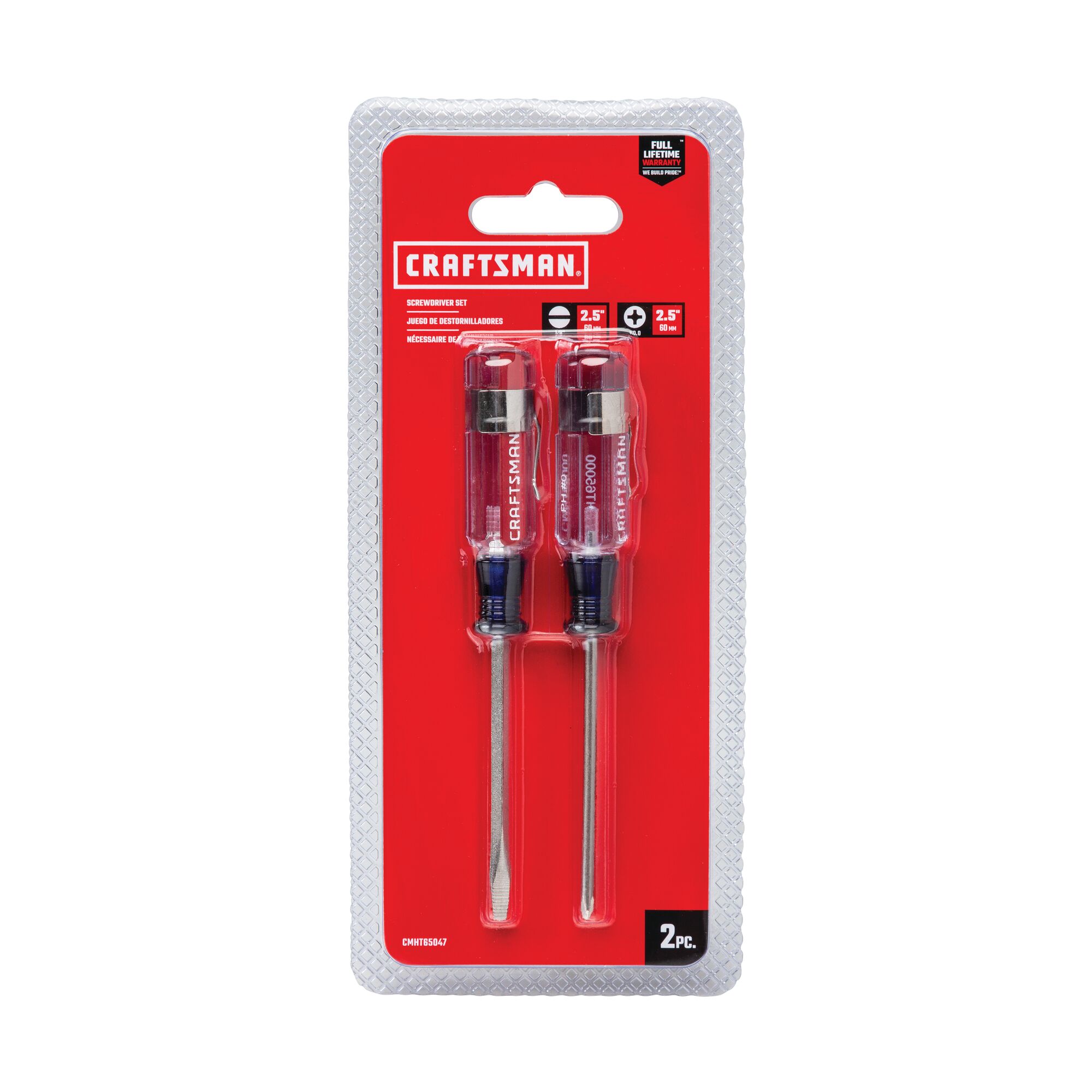2 piece Acetate ScrewDriver Pocket Set in carded blister packaging.