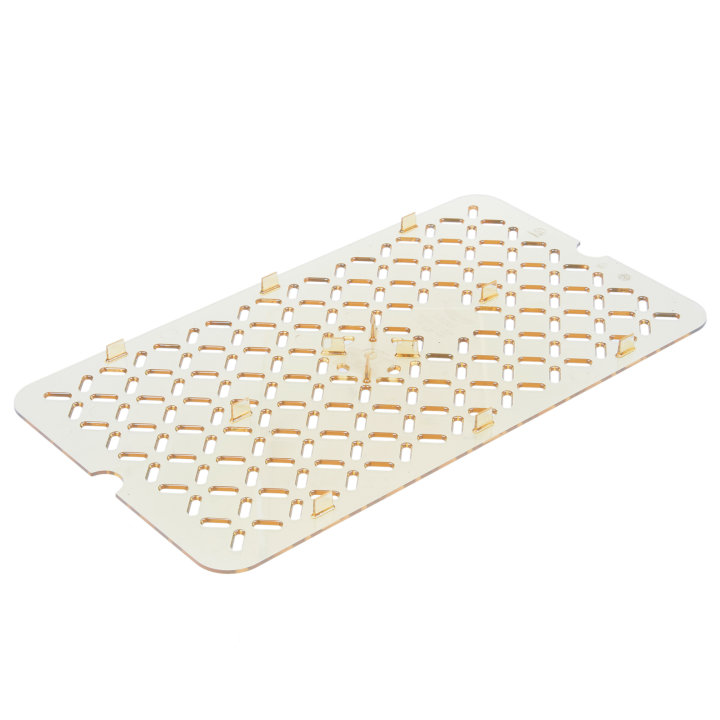 Full-size Super Pan® high-temperature plastic false bottom in amber