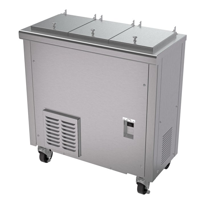 115-volt air-cooled 1-phase three-compartment frozen custard and italian ice dipping cabinet