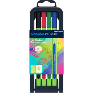 Line-Up Fineliner Pen, 0.4 mm, Adjustable Case Stand, 4 Assorted Ink Colors