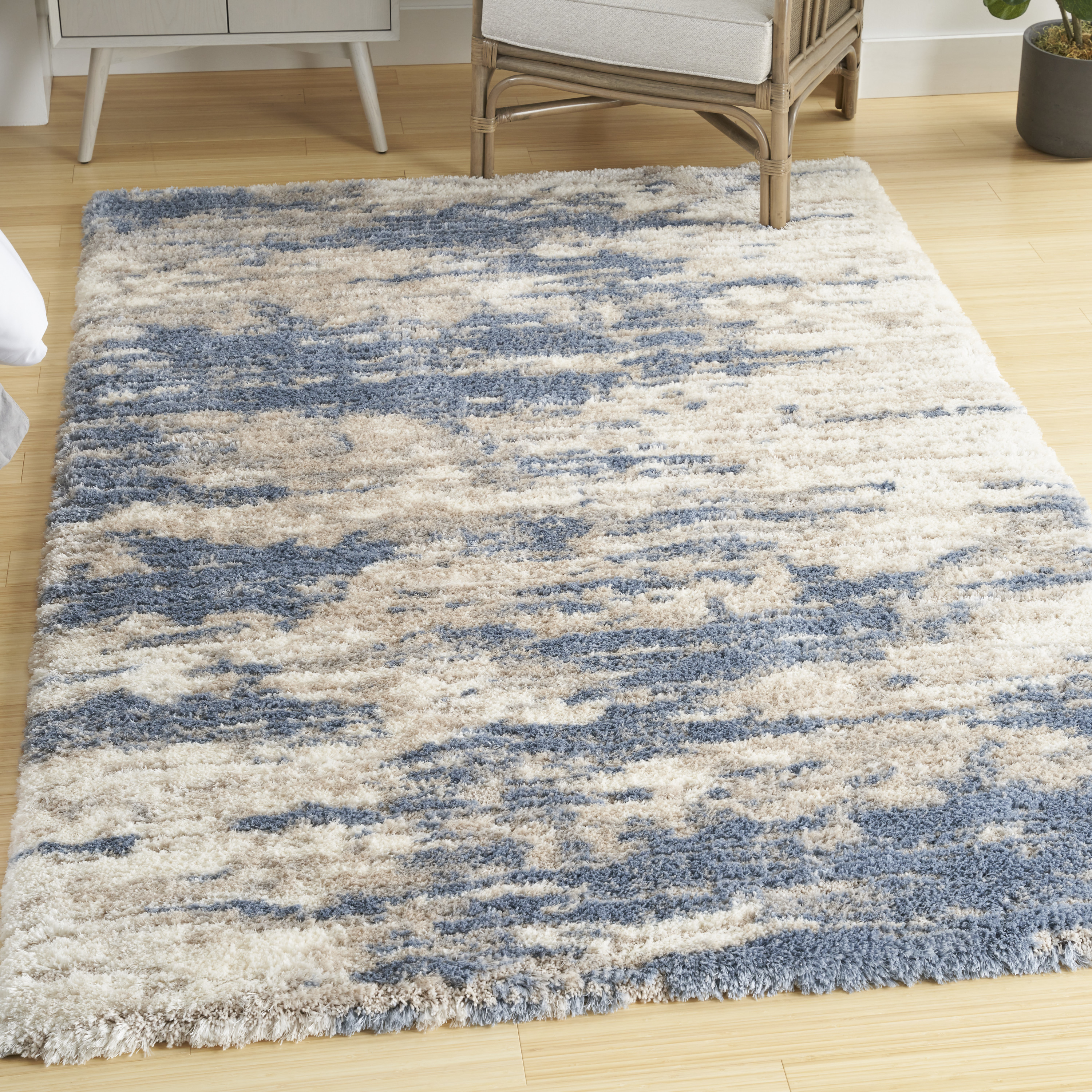 Nourison Dreamy Shag 4' x 6' Light Blue Grey Shag Indoor Rug