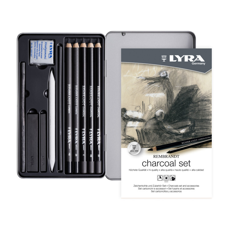 Rembrandt Charcoal Sketching Set Tin, Artist Pencils, Assorted, 11 Pieces