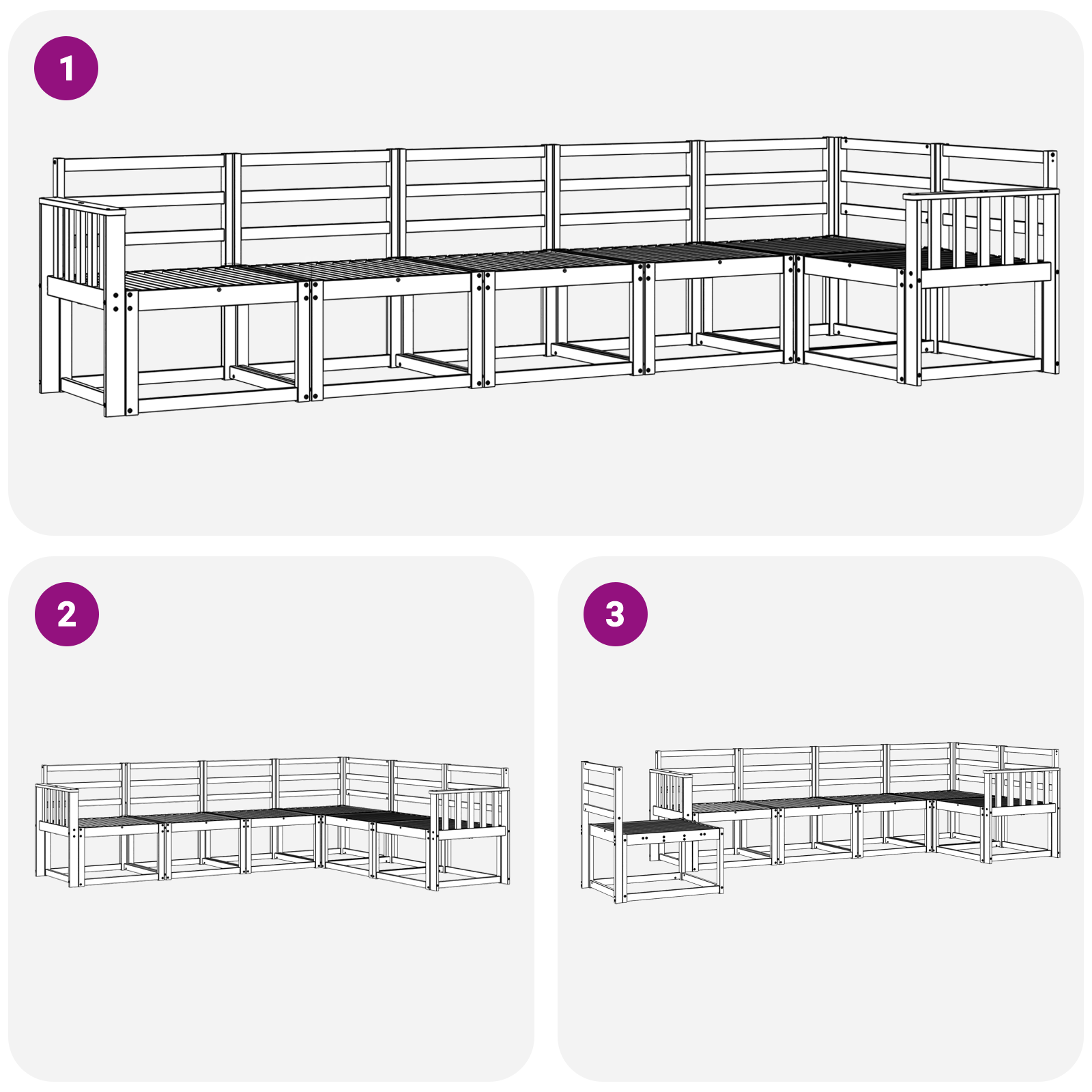 Buiten bankenset 6 pcs Wit Massief Acaciahout image 5