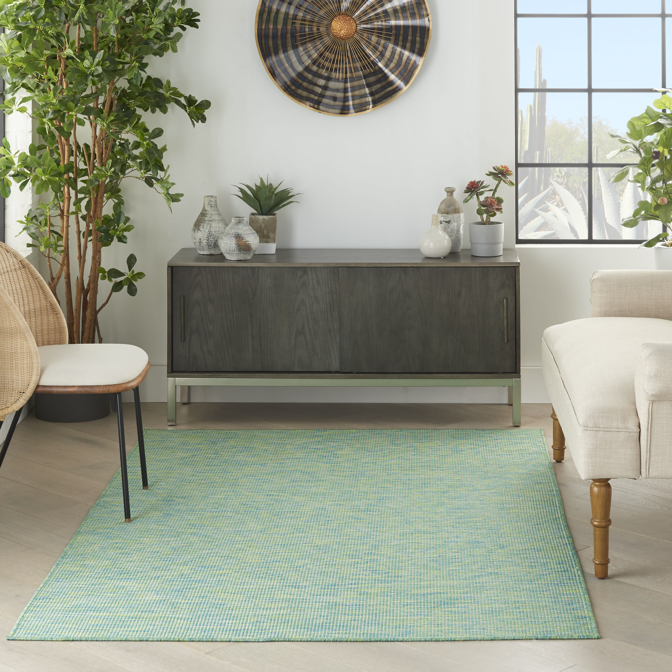 Nourison Positano 5' x 7' Blue Green Modern Rug