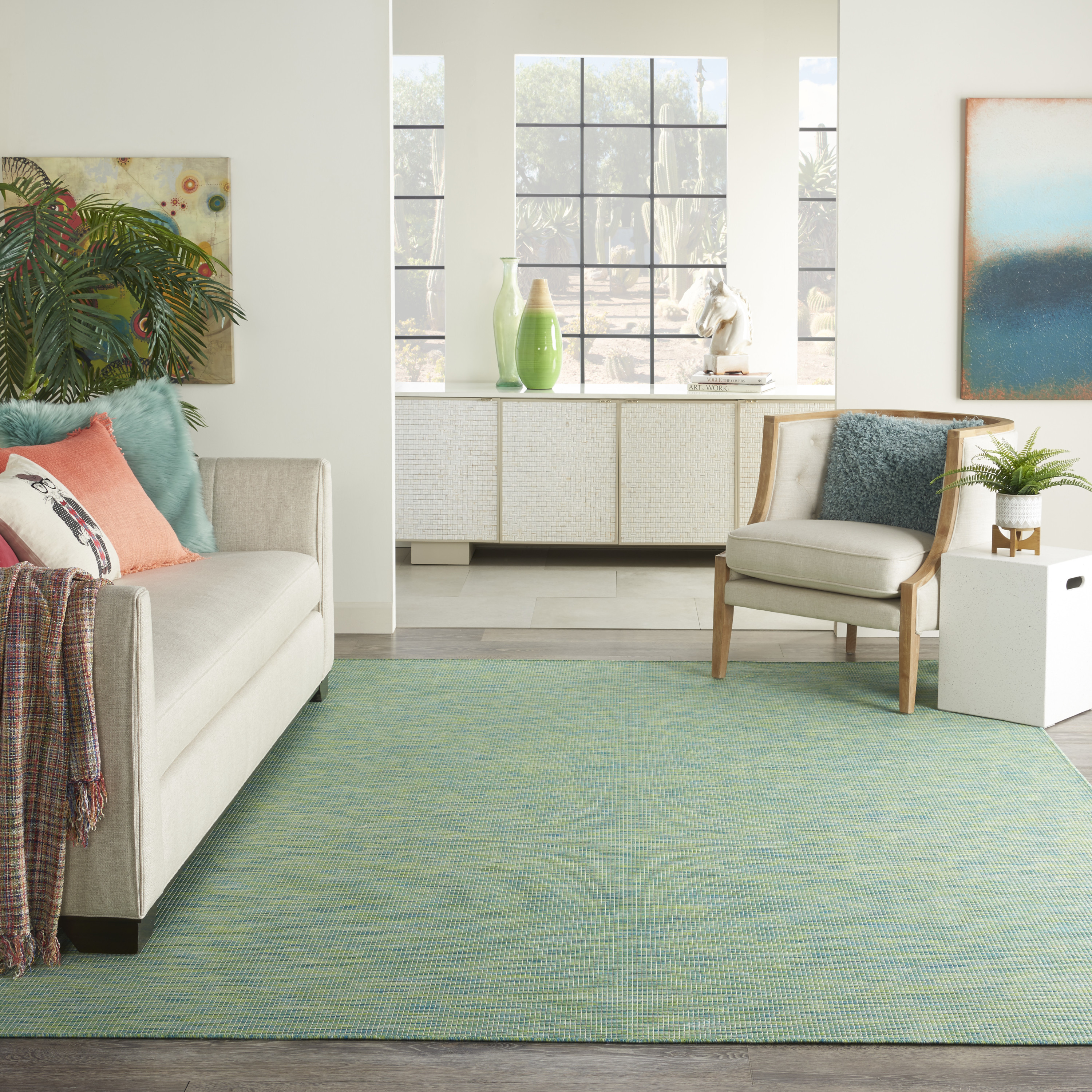 Nourison Positano 7' x 10' Blue Green Modern Rug