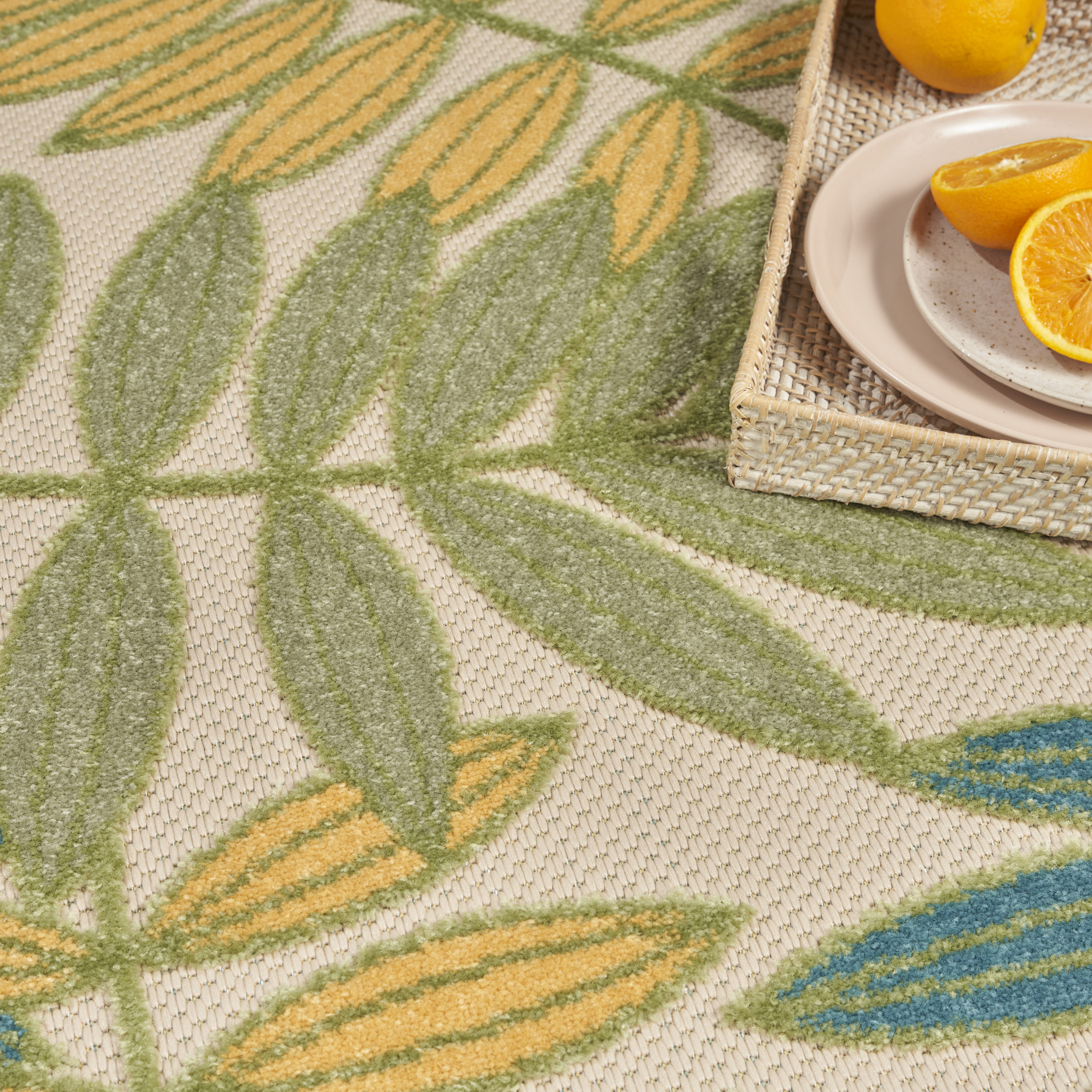 Nourison Aloha 7'10" x 10'6" Green Multicolor Outdoor Rug
