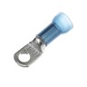 Nylon Insulated Large Ring Terminal Length 1.65 Inches Width .49 Inches Maximum Insulation .420 Bolt Hole 1/4 Inch Blue