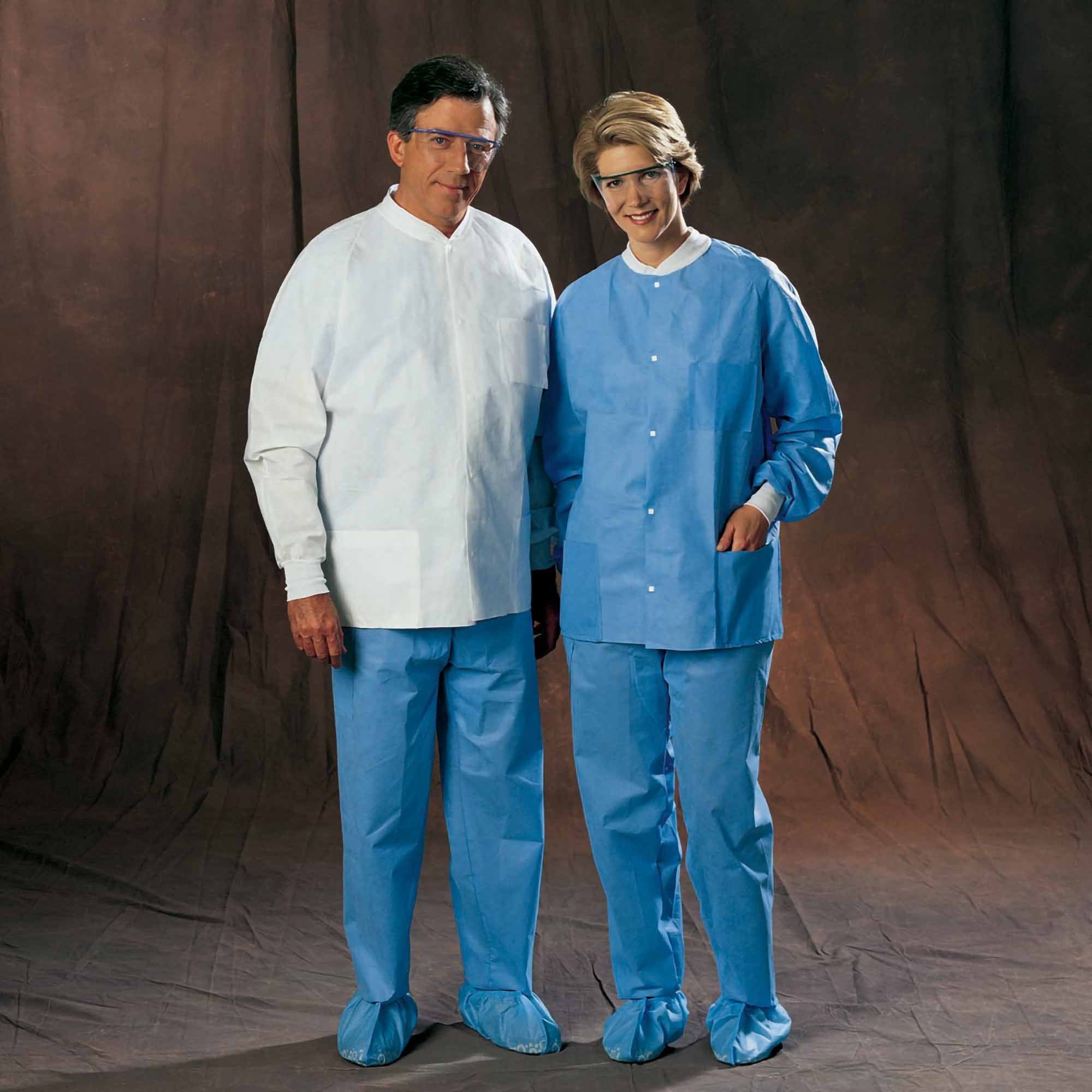 Halyard Universal Precautions Lab Jacket, Hip Length, Medium, White