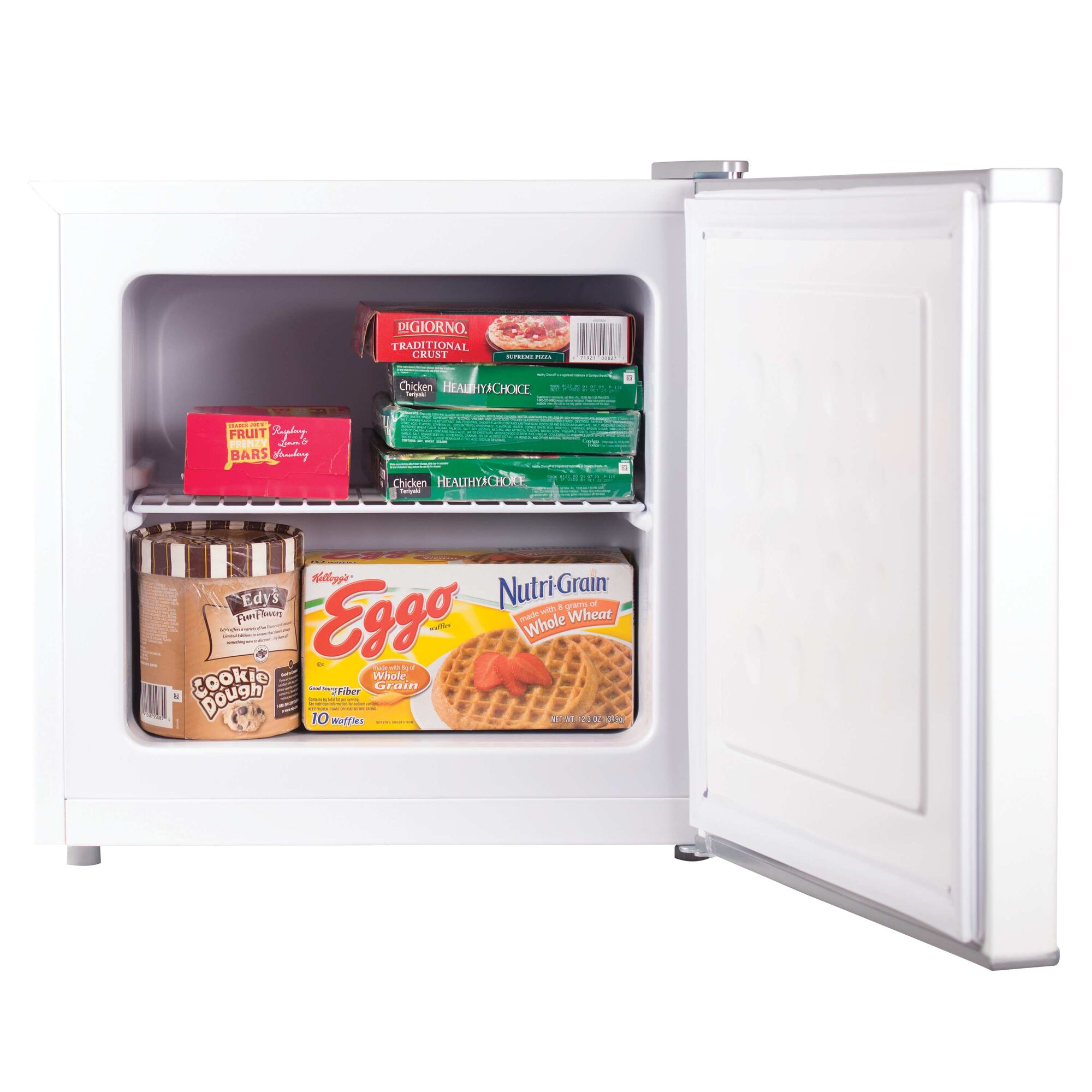 1.2 Cubic Feet Compact Upright Freezer opened.