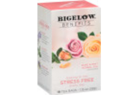 Bigelow Benefits Rose and Mint Herbal Tea- Case of 6 boxes - total of 108 teabags