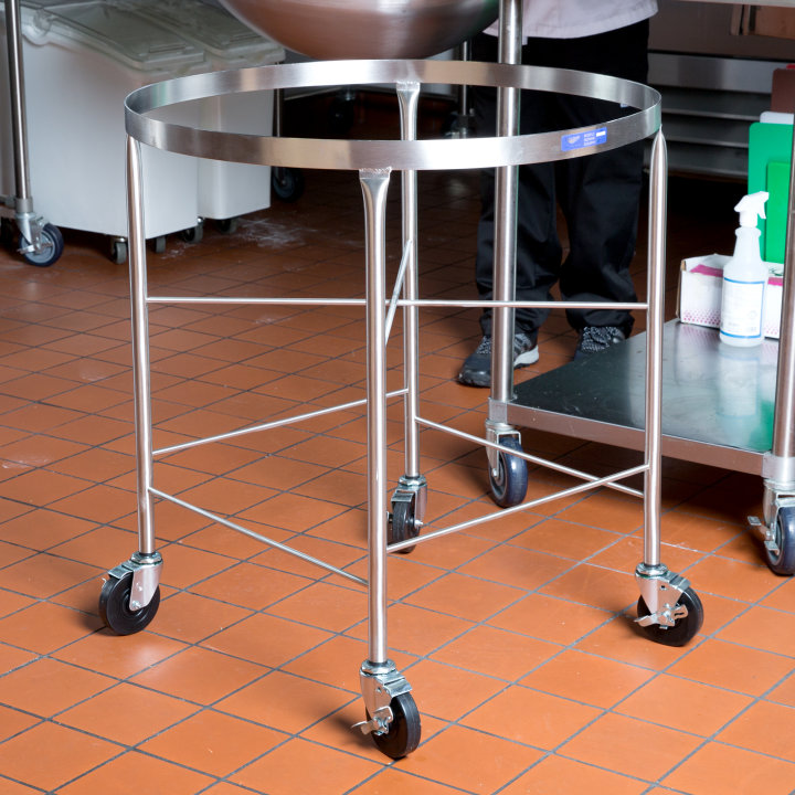 Stainless steel mobile bowl stand for 80-quart mixing bowl