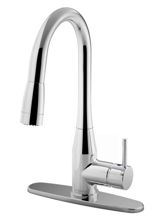 Sereno Single Handle Pull-Down Kitchen Faucet with Deck Plate