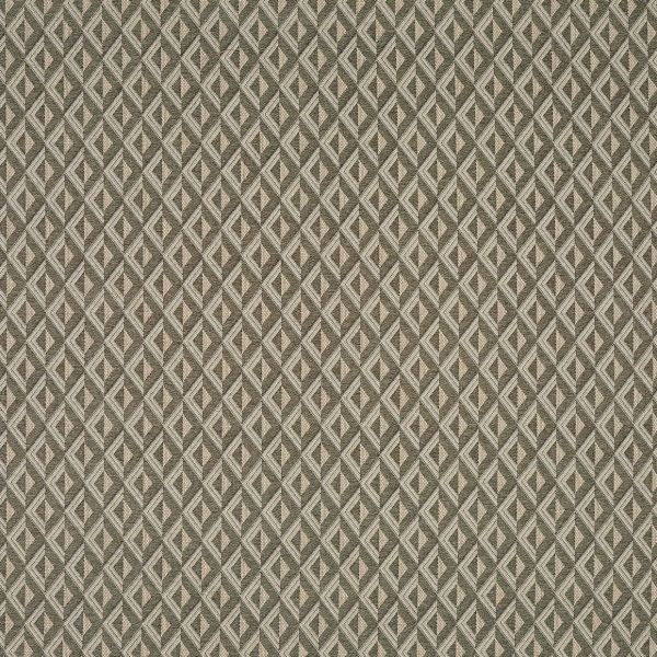 Woven textile with repeating small diamond lattice in beige and gray; pattern repeats uniformly across the surface, forming a textured tessellation; close-up view under even lighting with no surrounding context.