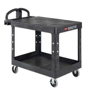 Rubbermaid Commercial, BRUTE® Heavy Duty, Ergo Handle, Flat Shelf, Medium, Utility Cart, Black