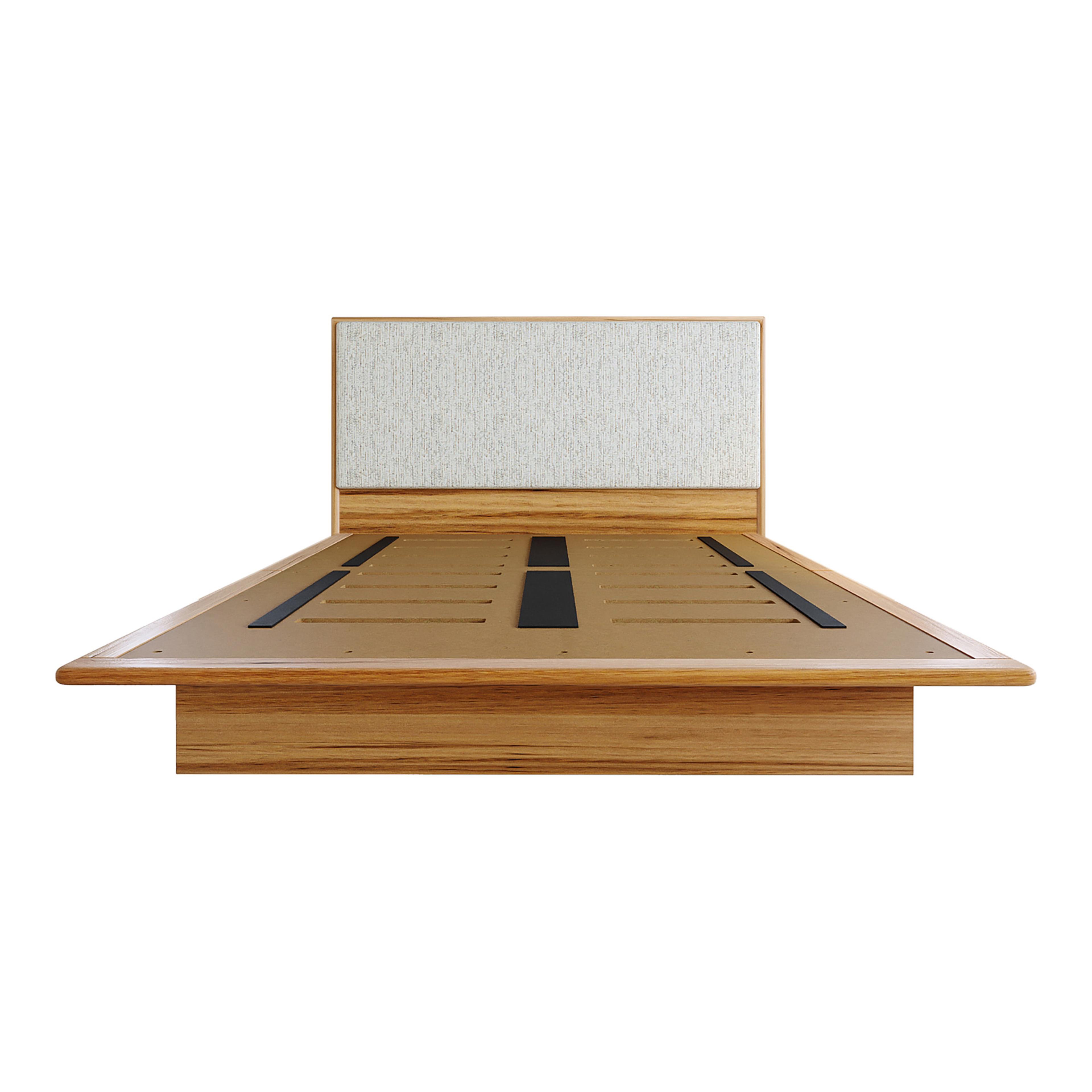 Product image of the  Soho Bed Frame, W/ Narrow Headboard & Timber Base, Light Ash-Montague Alabaster from Forty Winks