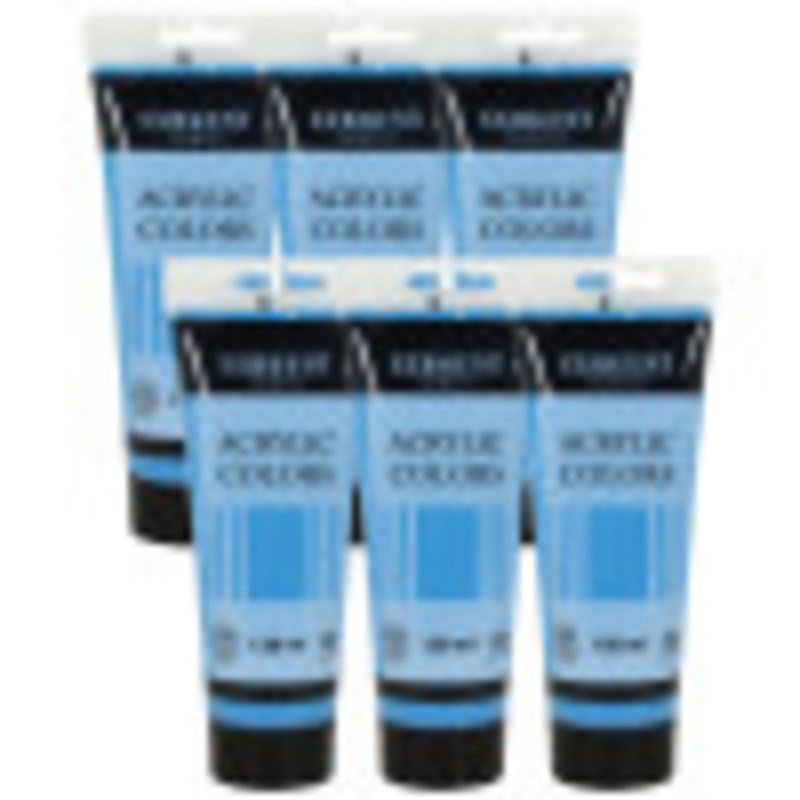 Acrylic Paint Tube, 120 ml, Sky Blue, Pack of 6