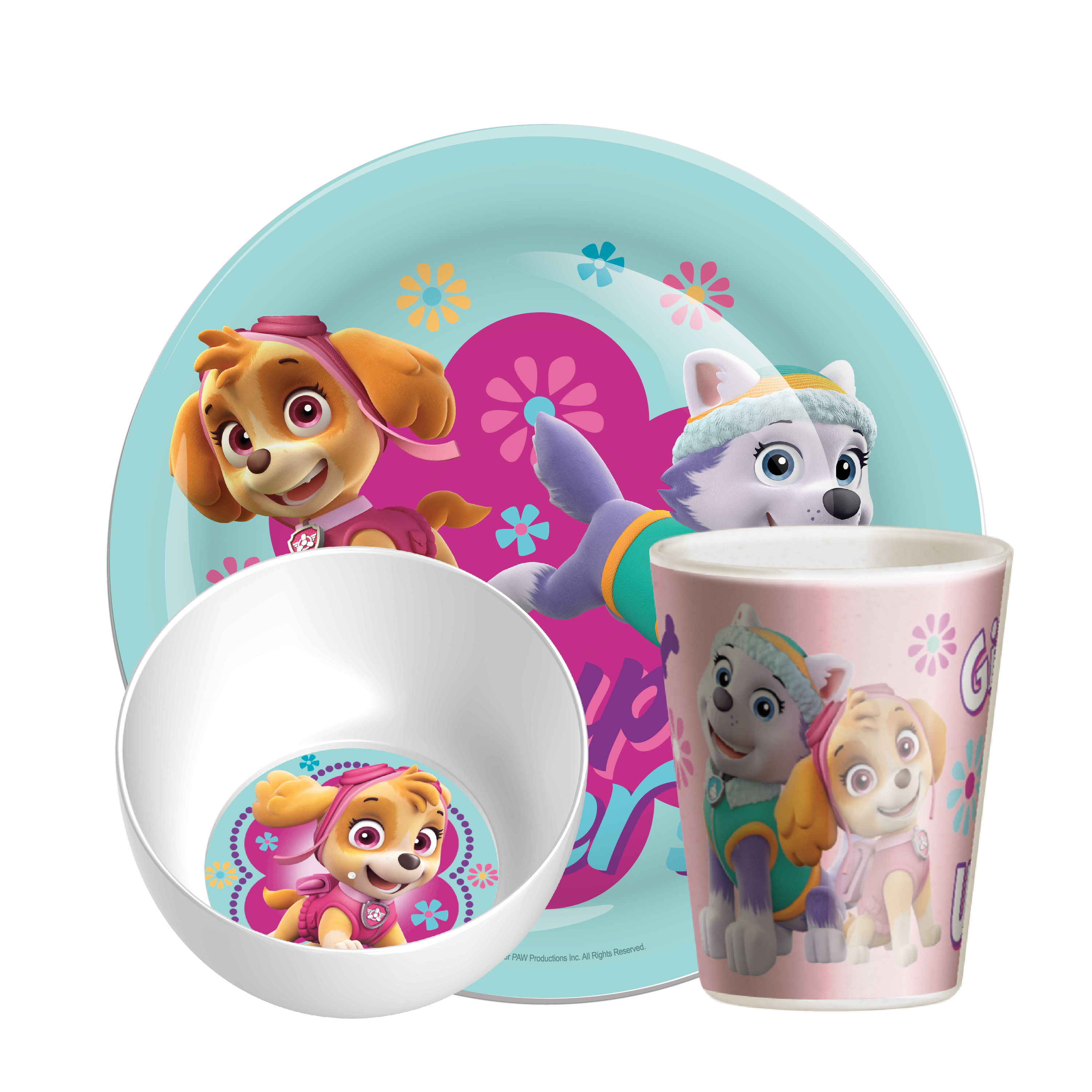 Paw Patrol Kid’s Dinnerware Set, Skye and Everest, 3-piece set slideshow image 1 Paw Patrol Kid’s Dinnerware Set, Skye and Everest, 3-piece set slideshow image 1