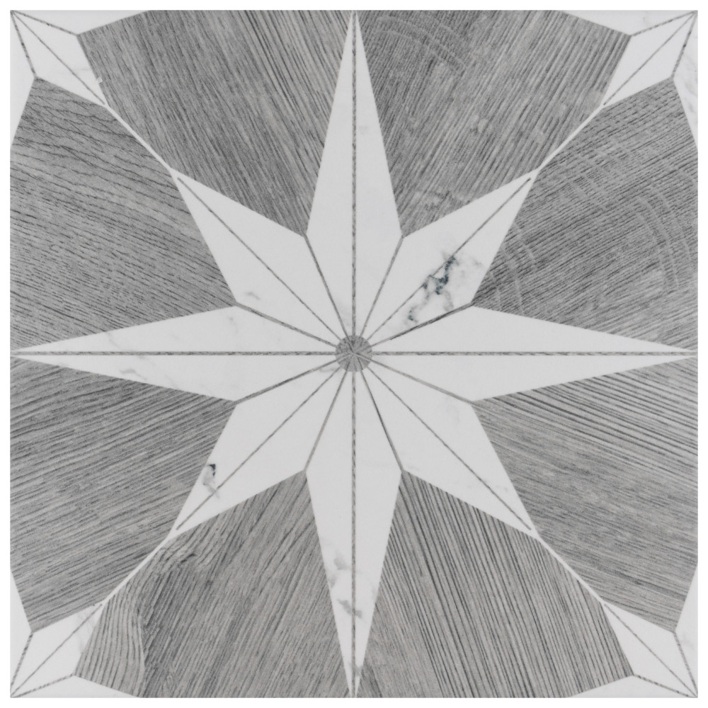 Llama Stella Loire Verso Silver Smoke 9-3/4 in. x 9-3/4 in. Porcelain Floor and Wall Tile