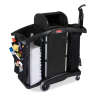 Rubbermaid Commercial, Executive Compact Housekeeping Cart  High Capacity with Doors and Hood, Black