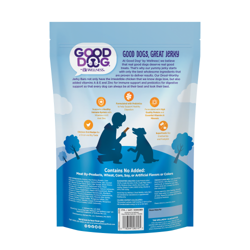 Wellness Good Dog Drool-Worthy Jerky Bars Chicken Recipe back packaging