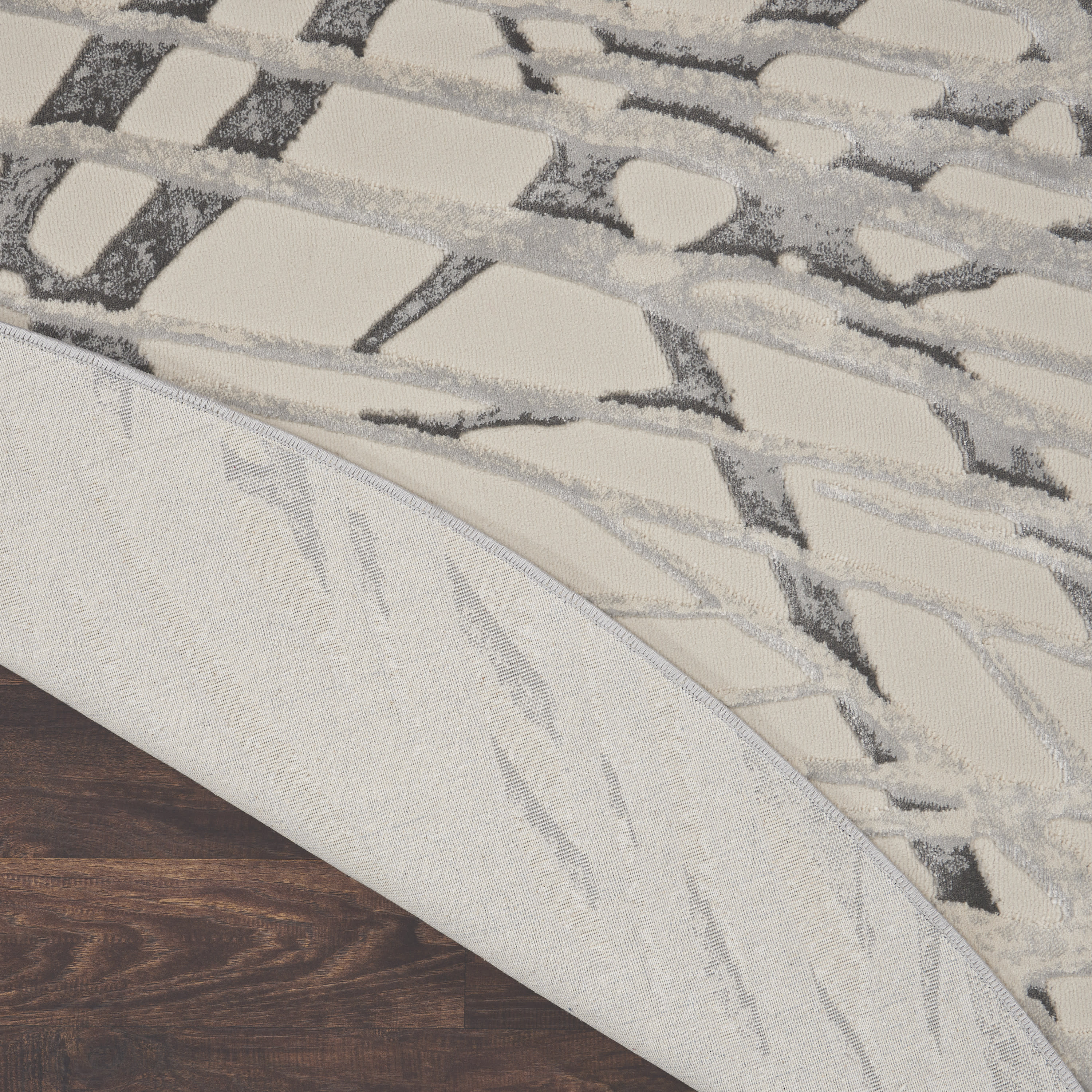 Nourison Rustic Textures 7’10” x Round Ivory/Grey Modern Indoor Rug