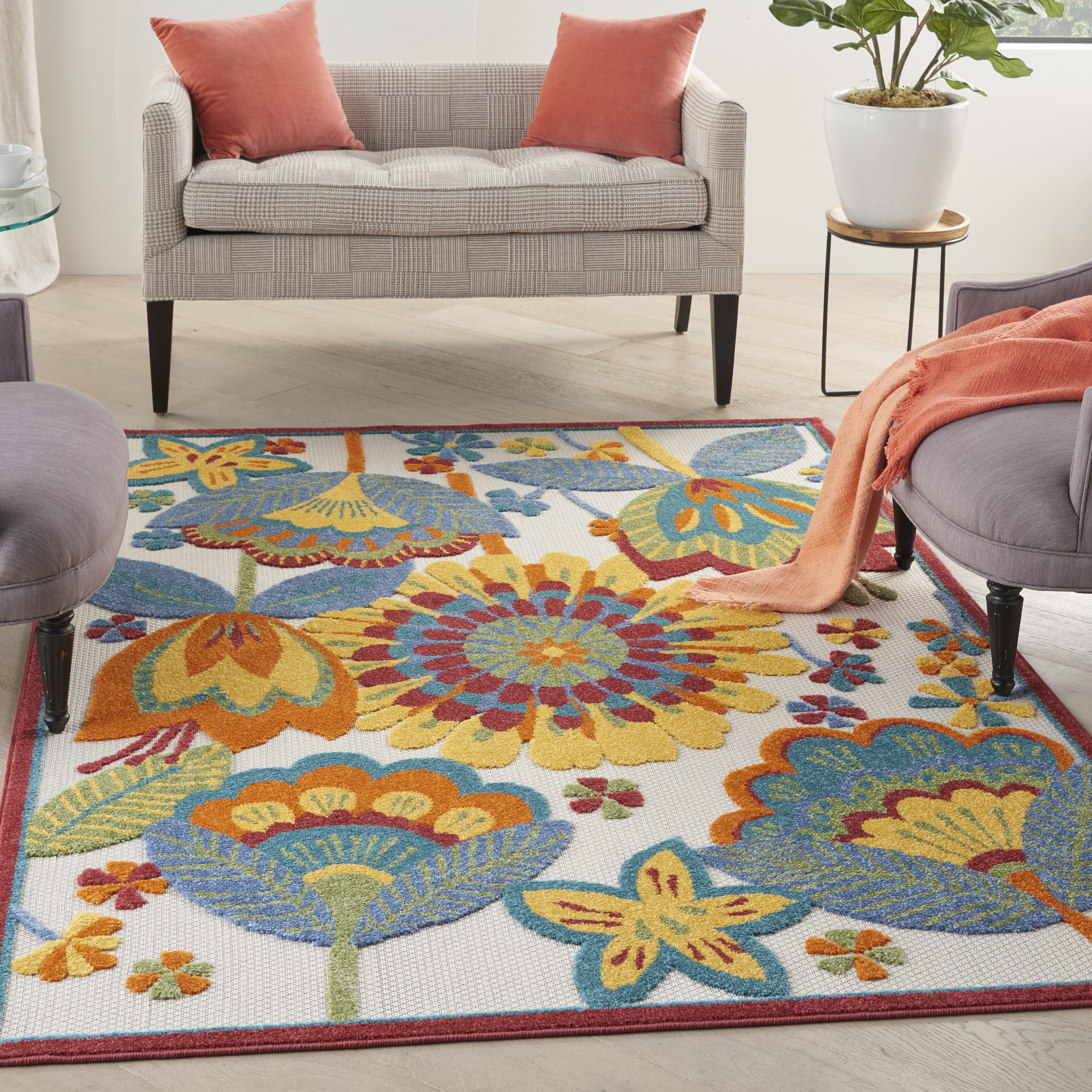Nourison Aloha 3'6" x 5'6" Multicolor Contemporary Rug